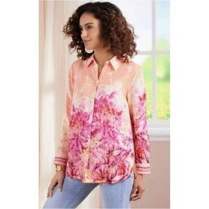 Soft Surrounding Altura Gauzy Cotton Tie-Dye Tunic Women's Blouse Size L